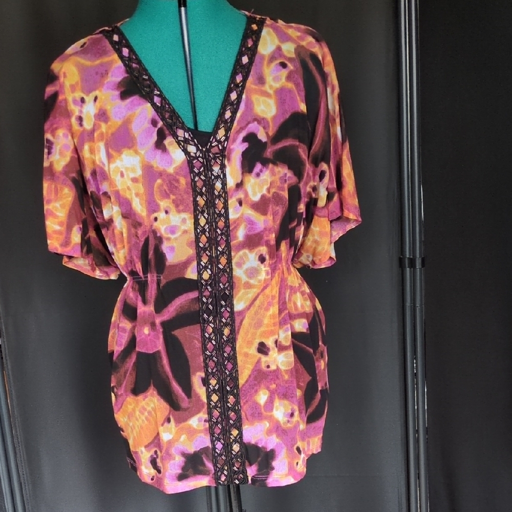 Alfani Floral V-Neck Beaded Women's Top
